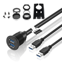 Bochara-Cable de extensión USB 3,0 macho a USB 3,0 hembra con Panel de montaje empotrado para coche, camión, barco y motocicleta