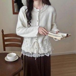 เสื้อโค้ทไหมพรมลูกไม้แขนยาวคอปกทรงสวยสง่าสำหรับสุภาพสตรีคอลเลคชั่นใหม่รับฤดูใบไม้ผลิ - Product Image 4