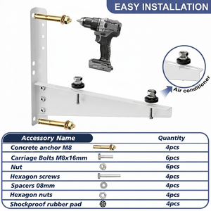 Soporte de Pared para Unidad Exterior de Aire Acondicionado, Soporte para Bomba de Calor sin Ductos, HVAC, Acero Galvanizado, Mini <span class=keywords><strong>Split</strong></span> - Product Image 2