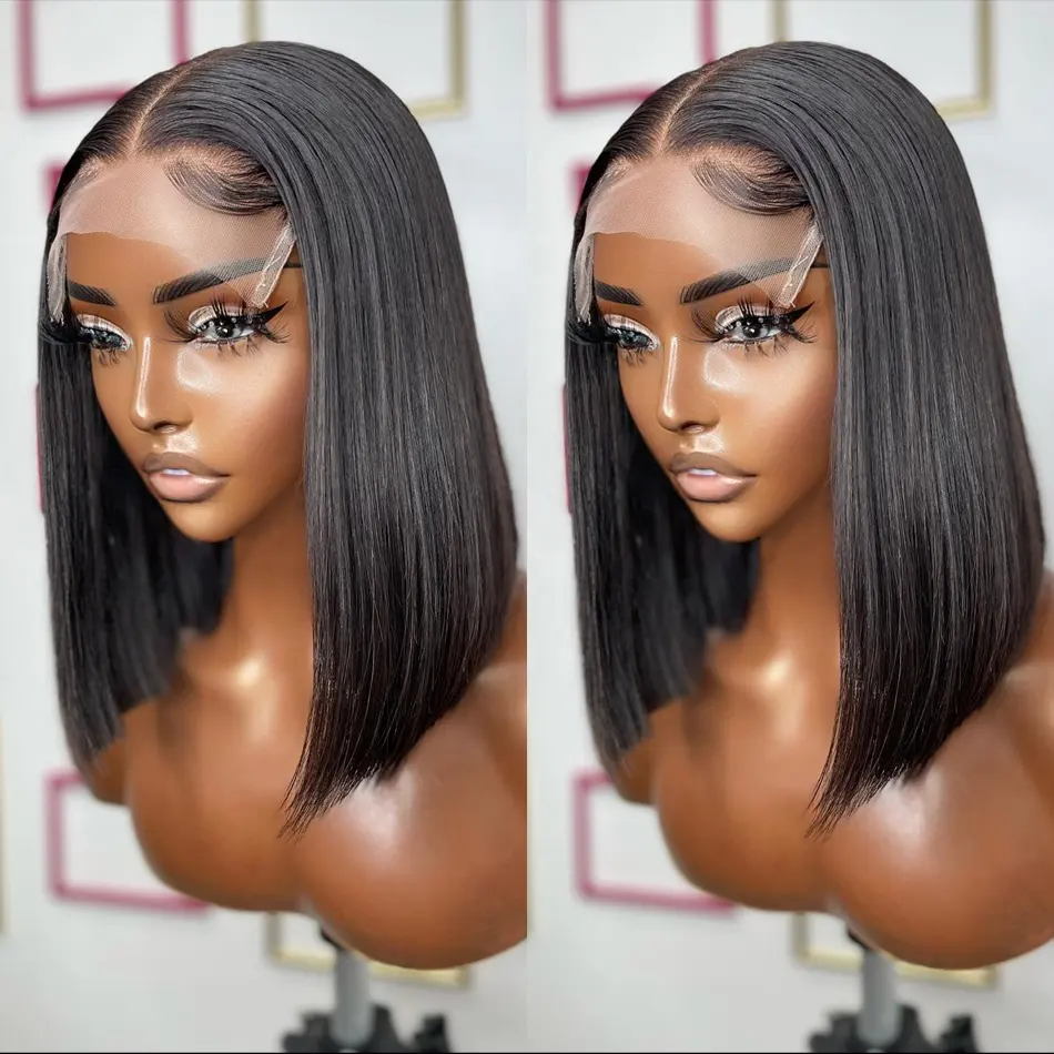 Wholesale Short Bob Wigs with Baby Hair Brazilian Hd Lace Front Wigs Ready to Ship Products 4x4 5x5 Lace Closure Human Hair Wig