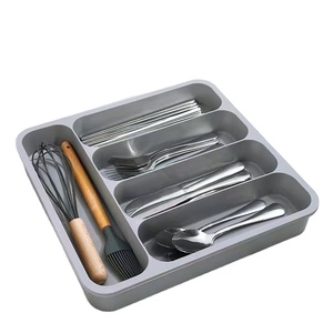 Organisateur de tiroir de <span class=keywords><strong>cuisine</strong></span> multifonctionnel : plateau de rangement pour couverts, porte-couteaux, boîtes à lunch et compartiments de séparation - Product Image 1