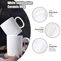 Tasses en porcelaine de céramique vierge de 11oz 3A pour sublimer les tasses blanches en gros pour l'impression