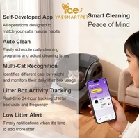 Bac à litière intelligent pour chat en plastique, contrôle par application, nettoyage en un clic, poubelle de 9 L, grande capacité, 3 modes, conception modulaire pour un nettoyage facile