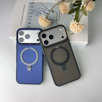 Coque de téléphone magnétique mate effet seconde peau pour iPhone 17 16 15 14 Pro Max avec support anneau multifonctionnel et protection multicolore