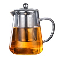 Vente en gros de théière en verre borosilicate résistant à la chaleur, ensemble de tasses à thé en verre transparent