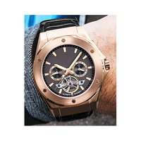 Montres mécaniques lumineuses en acier pour hommes, de style calendrier à roue volante, conçues et produites en usine en série, pour marque privée