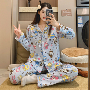 Bộ Đồ Ngủ B2026 # Mùa Thu/Mùa Đông Bộ Đồ Ngủ Ve Áo Nhung Cardigan Phim Hoạt Hình Đồ Ngủ Của Phụ Nữ Nhà Quần Áo Phù Hợp Với - Product Image 6