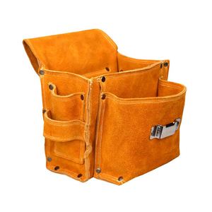Genuine Full Grain Leather Heavy Duty Multi Pockets Construction Rig Carpenters <b>Tool</b> <b>Belt</b> Multifunctional Storage Bag - Product Image 2