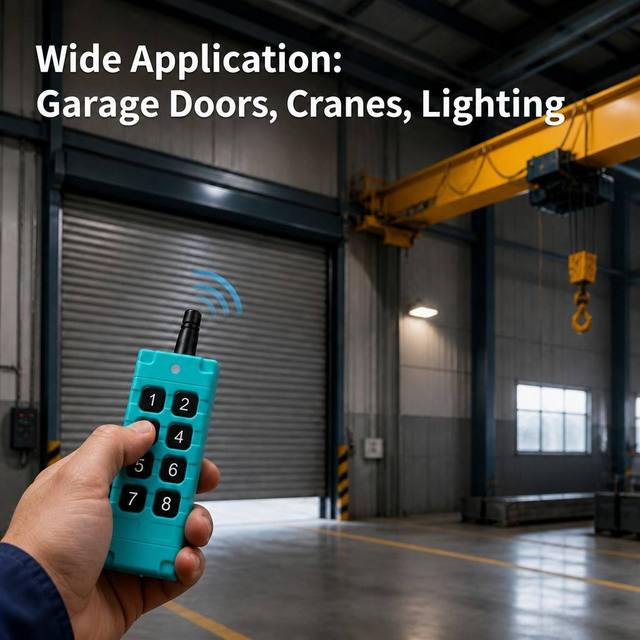Enhanced Waterproof Industrial Remote Control 100mRange Anti-Shock ABS Wireless Remote Control 8 Buttons Automatic Learning Code