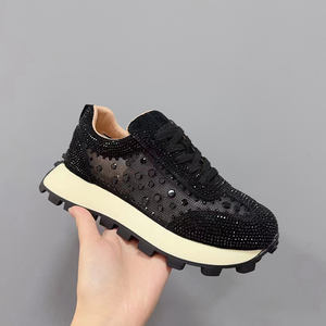 Sneakers con Suola Spessa in Pelle, Sneakers con Strass, Sneakers da Donna di Design, Vendita Diretta dalla Fabbrica - Product Image 3