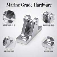 Charnière de pont à base angulaire en acier inoxydable 316 à dégagement rapide pour montage de capote Bimini, quincaillerie marine OEM ODM