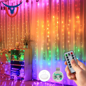 Noël Rideau Lumières En Gros LED 8 Fonction Télécommande Rideau LED <span class=keywords><strong>Guirlande</strong></span> 3x3 Mteer - Product Image 1