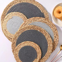 Vente en gros de pailles de maïs naturelles tissées et personnalisées, napperons de décoration écologiques pour la maison, tapis de table bon marché et recyclables