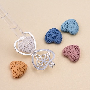 Isunni noir coeur cage lave pierre pendentif huile essentielle diffuseur médaillon collier - Product Image 5