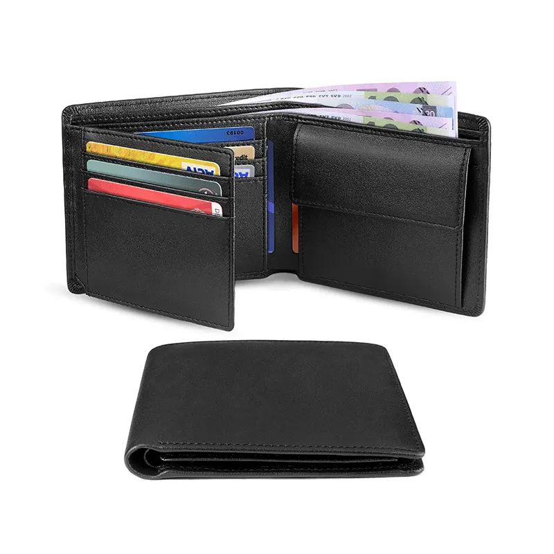 Barrière RFID de vente chaude avec poche à monnaie, portefeuille en cuir ultra-mince pour hommes, sac court multifonctionnel pour cartes de portefeuille