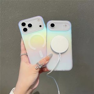 Custodia magnetica opaca Laser per <span class=keywords><strong>iPhone</strong></span> 17 Air 16 15 14 13 12 11 Pro Max Plus 17Pro 16E gradiente di ricarica Wireless Rainbow Funda - Product Image 5