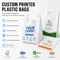 Bolsas de Compras de Plástico Impresas Personalizadas con Logotipo, Bolsas de PET/PE con Asas, Aptas para Alimentos, para Envasado de Ropa, Comestibles y Minoristas