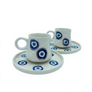 Ensemble de tasses à café turques en céramique vintage classiques, peintes à la main, faites à la main, avec plateau et motif de fruits, pour les fêtes, passe au lave-vaisselle, DAFNI BIG - Product Image 1