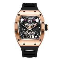 Montre de luxe pour homme, mécanique automatique, avec logo personnalisé, squelette ajouré, boîtier tonneau