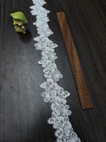 Bordure en dentelle guipure tricotée écologique, motif floral papillon blanc, avec franges, pour robe de mariée, textile de maison, couture et artisanat