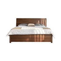 Lit en bois massif de noyer nordique minimaliste moderne, lit double pour chambre à coucher