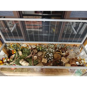 Aluminum Profile Hamster Cage Rectangle Secure Transparent Pet Enclosure Multipurpose Floral Design - Product Image 1