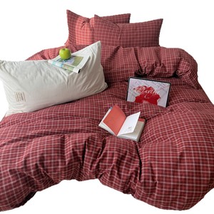 Juego de Ropa de Cama de Cuatro Piezas de Algodón a Cuadros 1688 X, Sábana Ajustable Transpirable y Suave para Todas las Estaciones - Product Image 2