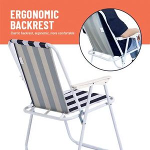 Chaise de plage pliable robuste en acier pour le camping, le pique-nique, la pêche, avec dossier inclinable - Product Image 3