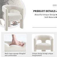 Fauteuil de salle à manger moderne en velours rembourré avec dossier en bouclette Sherpa et structure en bois, fauteuil confortable assemblé pour les pièces