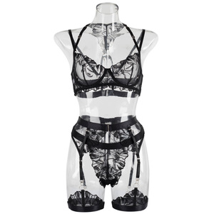 <span class=keywords><strong>Ensemble</strong></span> de Lingerie Sexy Floral Érotique, Col en V, <span class=keywords><strong>Noir</strong></span> <span class=keywords><strong>Rouge</strong></span> Bordeaux, Dentelle, Maille Transparente <span class=keywords><strong>et</strong></span> <span class=keywords><strong>Porte</strong></span>-<span class=keywords><strong>JarreteLle</strong></span> - Product Image 6