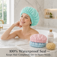 Bonnet de Douche de Luxe pour Femme en Gros, Imperméable, Doublé Satin, Extra Large, Double Couche, Réutilisable, Ajustable pour Tresses