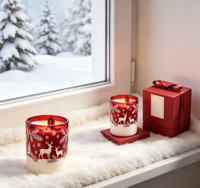 Set Hadiah Lilin Kaca Natal C&H, Lilin Aroma Kedelai untuk Dekorasi Rumah dengan Kotak Hadiah