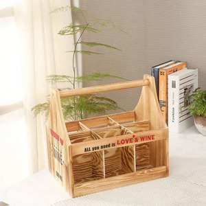 Soporte de madera para botella de vino, para Picnic, <span class=keywords><strong>cerveza</strong></span>, Caddy, paquete de 6 unidades - Product Image 5