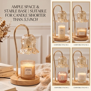 Lampe chauffe-cire en verre gaufré style vintage français, vente directe usine, avec 4 niveaux de luminosité pour salon - Product Image 3