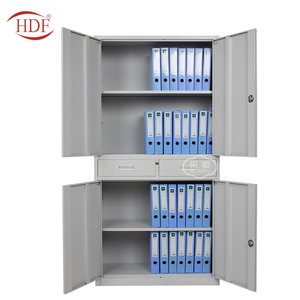 Armoire de rangement avec 2 portes en verre et 2 portes métalliques, 2 étagères, armoire de bureau, armoire à dossiers en acier - Product Image 4