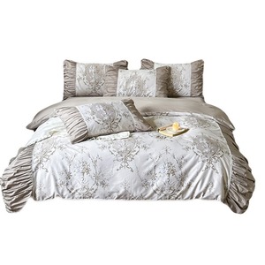 Parure de lit en coton style rétro français, 100 fils, à volants floraux, pour usage domestique - Product Image 5