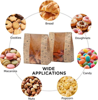 Emballage alimentaire de boulangerie en papier de qualité supérieure, à fond plat, écologique, recyclable, avec fermeture à lien métallique, résistant à la graisse, avec grande fenêtre transparente