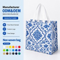 Sac fourre-tout personnalisé en non-tissé laminé avec longue anse, imperméable, imprimé logo, réutilisable, écologique, pour usage quotidien, vente en gros