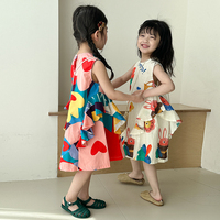 Robe d'été sans manches à imprimé floral pour filles, vêtements en coton pour enfants, dessin animé, vente en gros 2026