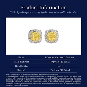 Pendientes de Diamantes Amarillos en Forma de Cubo, Ideales para Eventos Sociales y Fiestas, Pendientes de Diamantes Amarillos Personalizados - Product Image 3