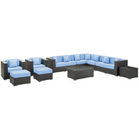 9-Sitzer L-förmige große modulare Gartenmöbel Set Terrasse Rattan Sofa