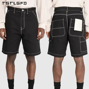 Pantalones Cortos de Mezclilla para <span class=keywords><strong>Hombre</strong></span>, Estilo Carpintero, Holgados, con Costuras en Contraste, Estilo Urbano, Personalizados - Product Image 1