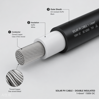 Cable Solar Fotovoltaico 10AWG UL 4703, Cable Fotovoltaico de 2000V, Cable Solar con Conductor de Cobre Trenzado