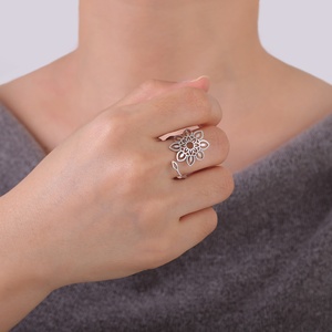 Cincin baja tahan karat bunga matahari filigri cincin jari dapat disesuaikan terbuka wanita perhiasan <span class=keywords><strong>Bohemian</strong></span> Buddha hadiah pernikahan - Product Image 4