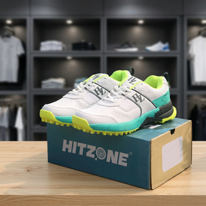 รองเท้าคริกเก็ตพรีเมียม HIT ZONE ระดับมืออาชีพ น้ำหนักเบา ทนทาน เย็บสองชั้น ระบายอากาศได้ดี ยึดเกาะพื้นได้ดี เหมาะสำหรับการแข่งขัน - Product Image 1