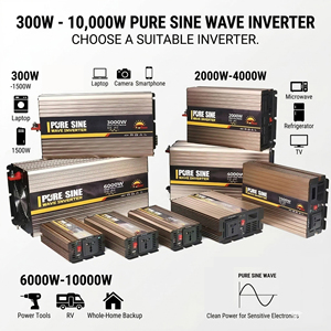 Convertidor de Energía Fuera de la Red 12V 24V 48V a CA 110V 220V 230V 300W 500W 1000W 2000W 3000W 5000W Onda Pura REP-300-6000 de Alta Potencia - Product Image 6