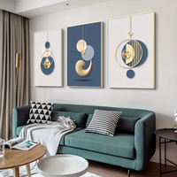 Art mural moderne bleu doré abstrait graphique affiche luxe Style créatif maison salon décor cristal porcelaine peinture