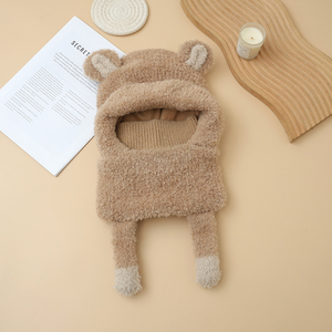 2025 nouveau chapeau en tricot coupe-vent chaud pour femmes automne et hiver mode avec écharpe ours en peluche et masque facial <span class=keywords><strong>bonnet</strong></span> de cyclisme en plein air - Product Image 4