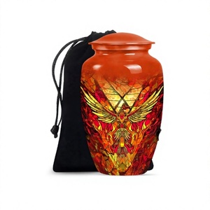 Belle urne de crémation en aluminium Phoenix Bird pour adultes pour cendres humaines Grande urne commémorative funéraire décorative avec sac en velours gratuit - Product Image 1