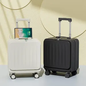 신상품 하드 쉘 미니 사이즈 캐빈 수하물 어린이 가방 전면 개방 USB 충전으로 휴대용 휴대 여행 가방
